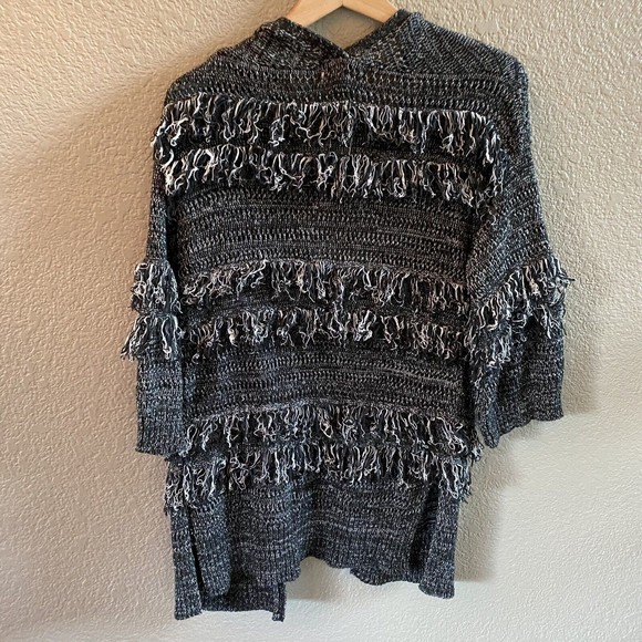 Knox Rose Open Front Cardigan Fringe Boho Festival Size XS NWT Black Marled - Picture 4 of 13